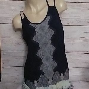 Women's Black and Gray Patterned Top